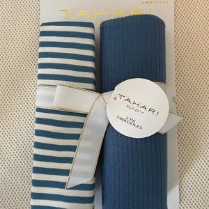 NEW Tahari Baby 2 Pack Swaddle Baby Blankets/Swaddles Blue Baby Gift